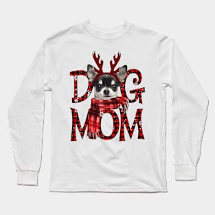 Black Chihuahua Mom Christmas Dog Mom Dog Lovers Long Sleeve T-Shirt